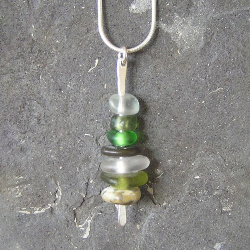 Order Rockpool Collection - Silver seaglass stacker pendant