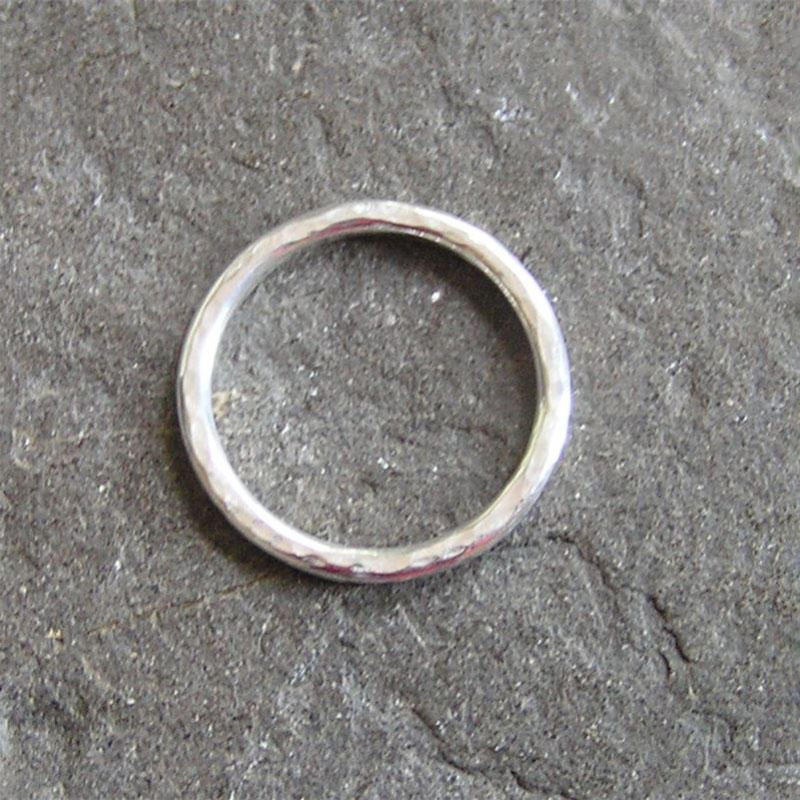 Order Silver hammered stacker ring